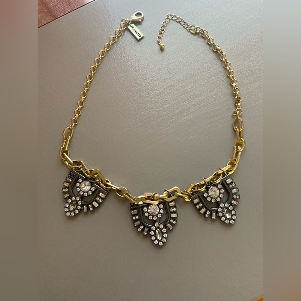 Diamond silver gold costume necklace